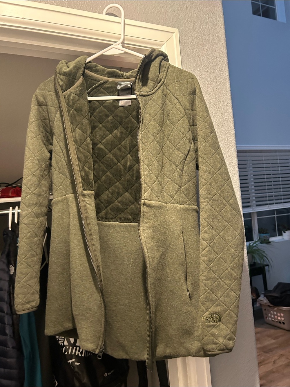 The North Face Olive Green Quilted Hooded Women's Jacket